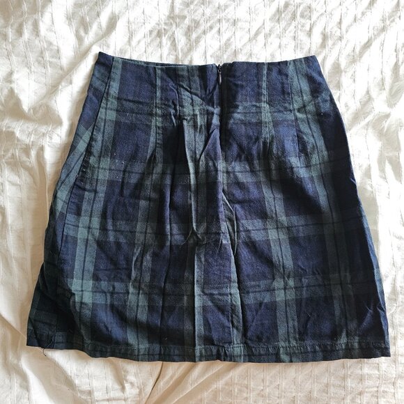 Brandy Melville John Galt Mini Skirt - Green/Blue Check - One Size - Picture 2 of 9